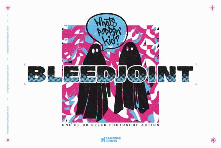 潮流复古做旧艺术半色调颗粒印刷效果PS动作素材 BleedJ