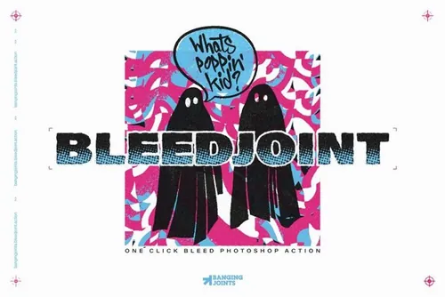 潮流复古做旧艺术半色调颗粒印刷效果PS动作素材 BleedJ