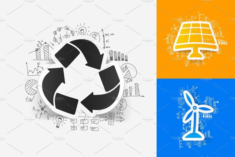 9款回收标志贴纸amp手绘商业公式便签 9 RECYCLE STICKERS