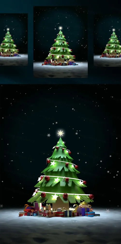 圣诞树新年圣诞节装饰元素3D渲染合成高清背景 3d rendering of a christmas