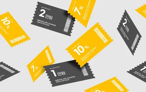 促销电子券抵用券会员卡折扣券优惠券设计概念展示提案样机PSD模板