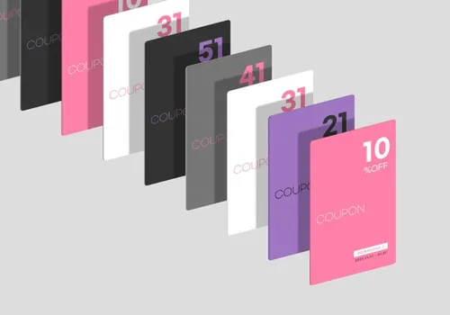 促销电子券抵用券会员卡折扣券优惠券设计概念展示提案样机PSD模板