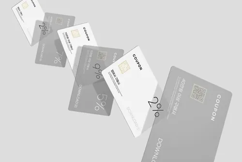 促销电子券抵用券会员卡折扣券优惠券设计概念展示提案样机PSD模板