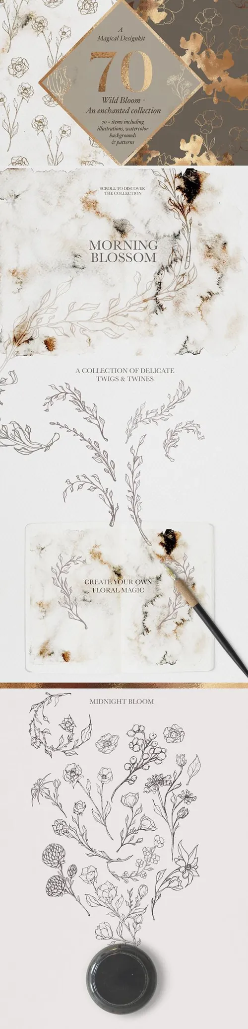 大气典雅的水彩花卉高清背景