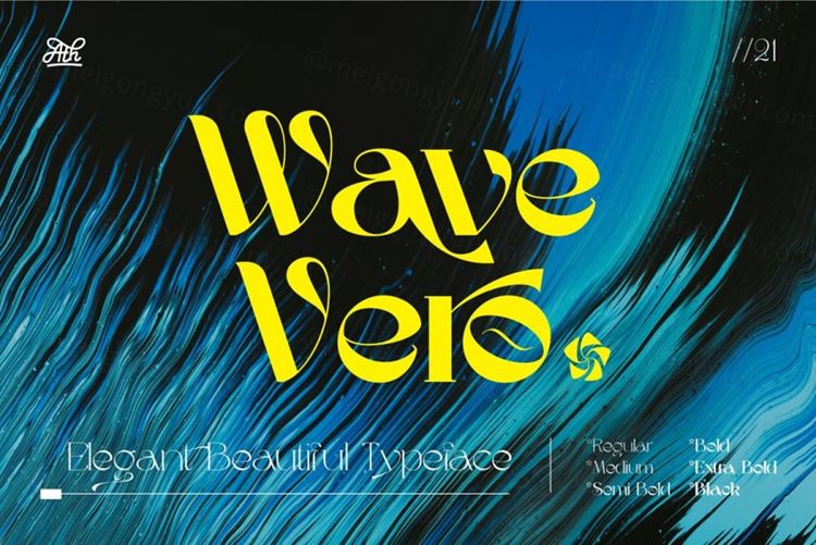 优雅美观美容女性婚礼请柬排版品牌设计英文衬线字体 Wave