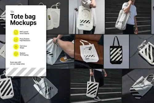 高品质手提袋帆布袋环保袋品牌设计提案样机模板 12x Tot