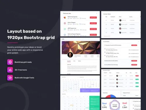 管理仪表板用户界面工具包 Dashboard UI Kit