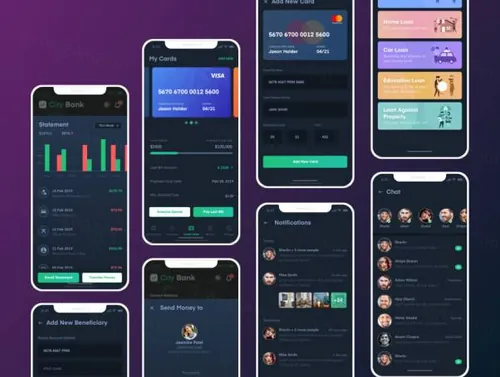 银行明暗应用程序用户界面工具包Light and Dark App U
