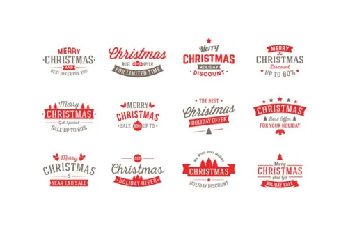 Free Vector Christmas Badges 圣诞风格徽章LOGO模版