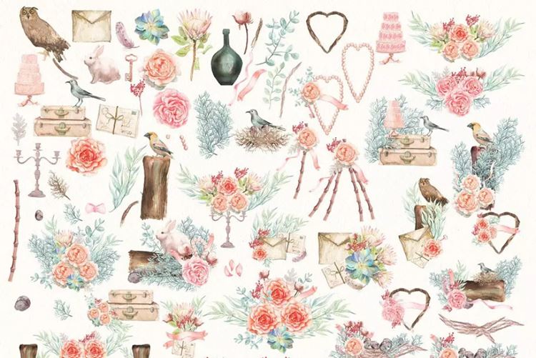 春天别致水彩插画 Watercolor Chic of Sp