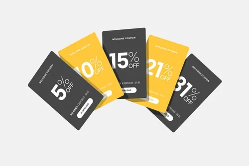 促销电子券抵用券会员卡折扣券优惠券设计概念展示提案样机PSD模板