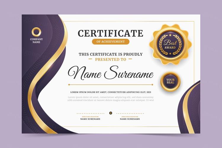 高质量现代学校毕业证书企业组织荣誉证书设计EPS矢量模板素材