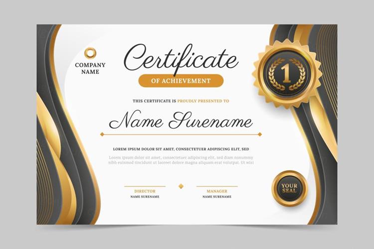 高质量现代学校毕业证书企业组织荣誉证书设计EPS矢量模板素材