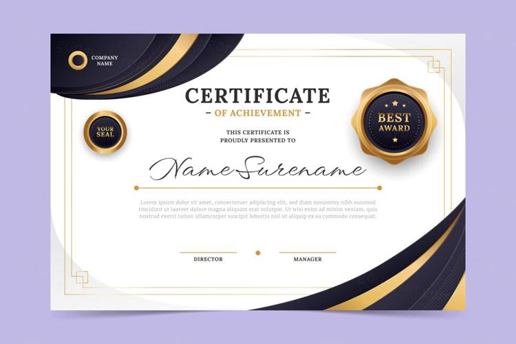 高质量现代学校毕业证书企业组织荣誉证书设计EPS矢量模板素材