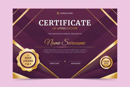 高质量现代学校毕业证书企业组织荣誉证书设计EPS矢量模板素材