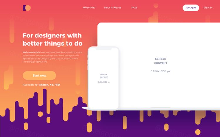 网页设计APP移动界面毕业设计作品网页展示样机模板 Creative Headers
