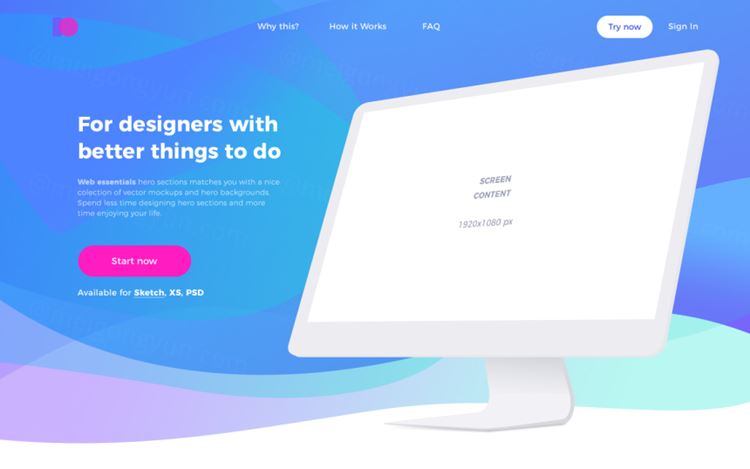 网页毕业设计作品网页展示样机模板 Creative Headers