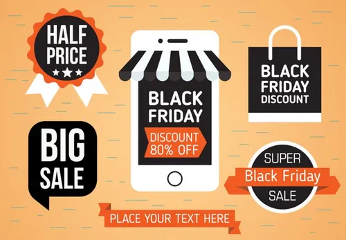 黑色星期五矢量购物元素Black Friday
