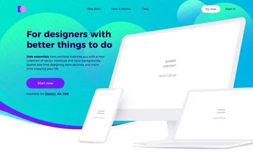 网页设计APP移动界面毕业设计作品网页展示样机模板 Creative Headers
