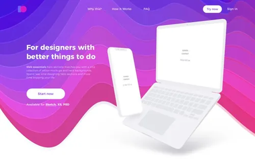 网页设计APP移动界面毕业设计作品网页展示样机模板 Creative Headers