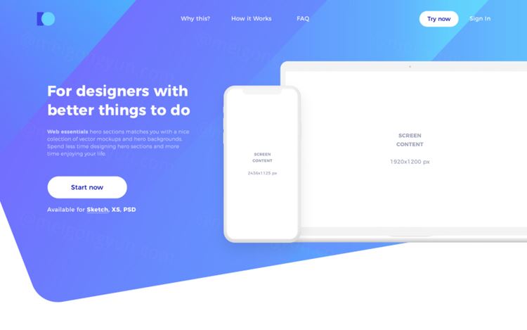 网页设计APP移动界面毕业设计作品网页展示样机模板 Creative Headers