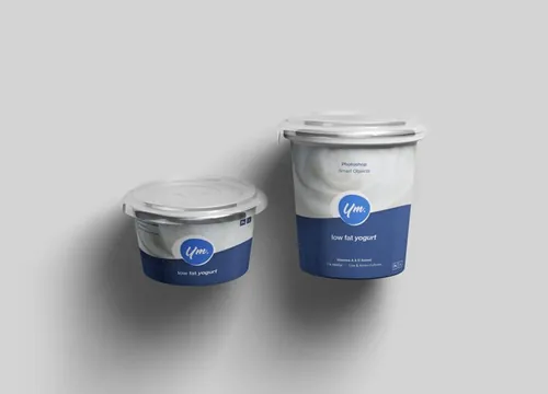 酸奶杯设计效果图样机模板 Yogurt Package Mockup