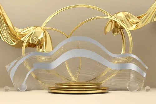 优雅豪华金色舞台3D合成抽象背景素材 abstract elegance luxury golden