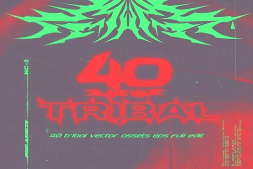 40款街头酸性艺术部落图腾火焰纹身符号服饰图案素材 40 N