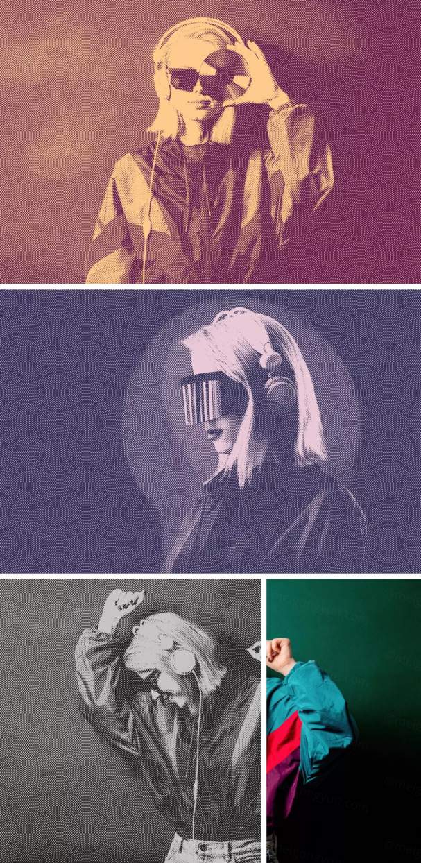 复古双色调线条雕刻效果照片特效样机