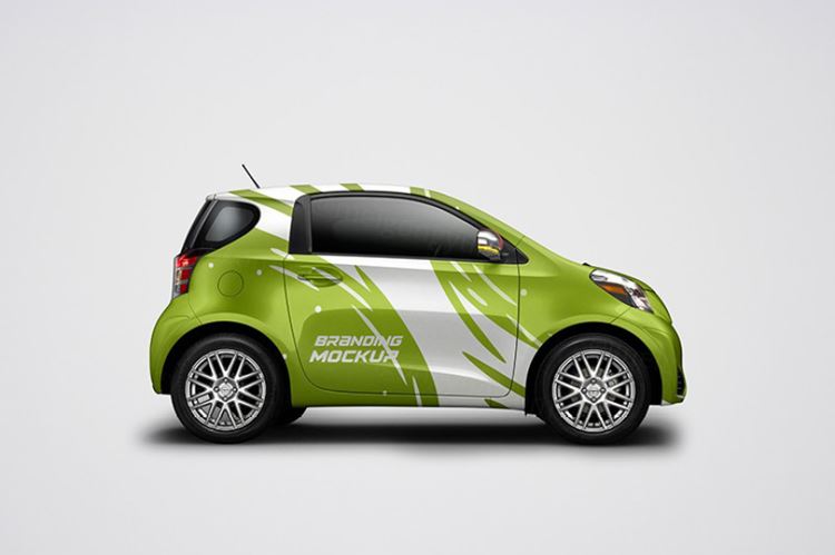 面包车车身广告PSD模板Compact Car Mockup