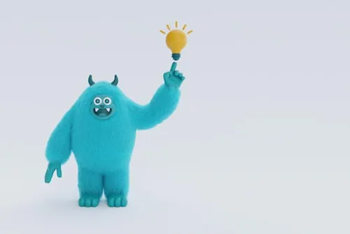 高质量三维渲染憨态可掬的卡通雪人Yeti高清背景图片素材