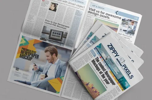报纸模型PSD贴图模板Customizable Newspaper  Advertising Mockup