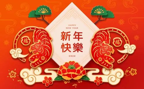 中国新年虎年贺卡海报展板EPS矢量模板素材