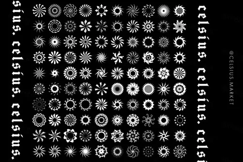 100个循环旋转的抽象图形插画元素 CELSIUS MARK