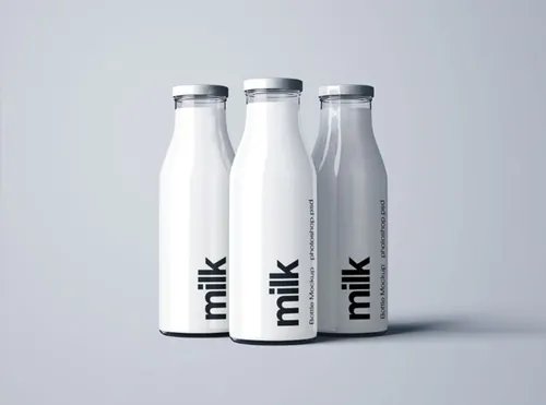 牛奶盒牛奶瓶外观设计PSD样机模板 Milk Bottle Mockup – PSD