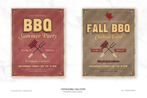复古BBQ户外活动海报传单模板 Vintage BBQ / Fall Flyer