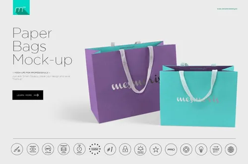 纸袋贴图样机Paper Bags Mock-up