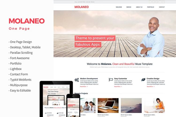 Molaneo - One Page Muse Templa