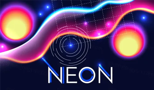 80年代风格带轻几何和运动元素的抽象几何霓虹灯背景 Abstract Geometric Background