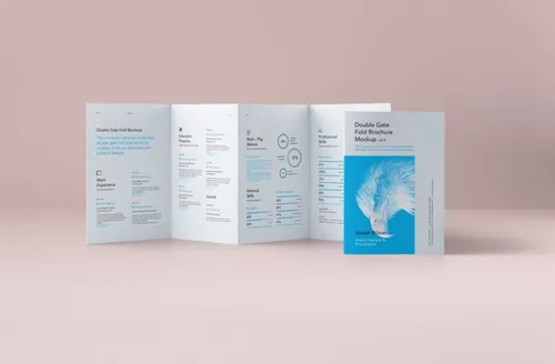 折页模型PSD贴图模板Psd Double Gate Fold Brochure
