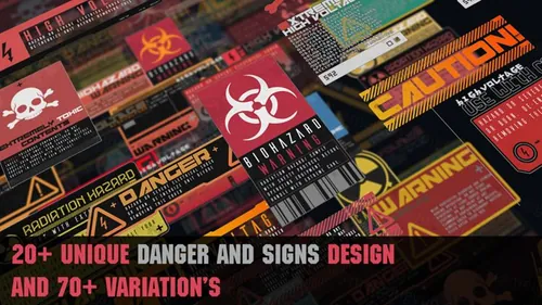 70+赛博朋克风格游戏危险警示标志装饰素材 Danger S