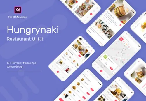 时尚餐厅在线订单食品移动应用APP界面设计UI工具包 Restaurant Ap