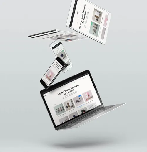 漂浮的UI演示模型样机 Gravity Psd Devices UI Mockup Set