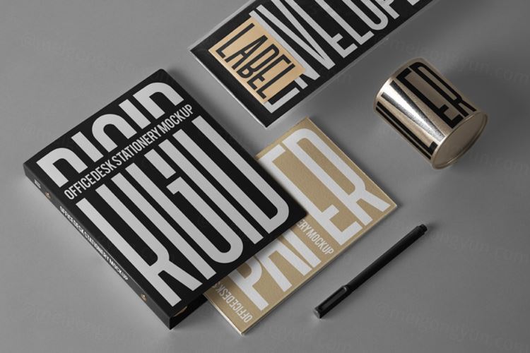 一套新的办公室psd文具用品样机 Psd Desk Stationery Mockup 3