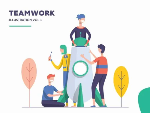 插图启动团队工作包Illustration Teamwork Pack