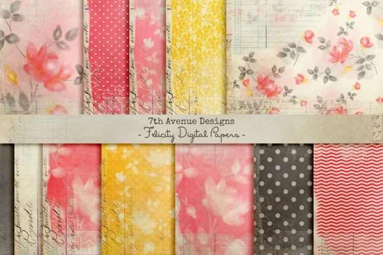 梦幻花卉背景纹理素材 Felicity Digital Papers