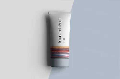 俯视化妆品容器模型PSD贴图模板Premium Editable Tube Mockup