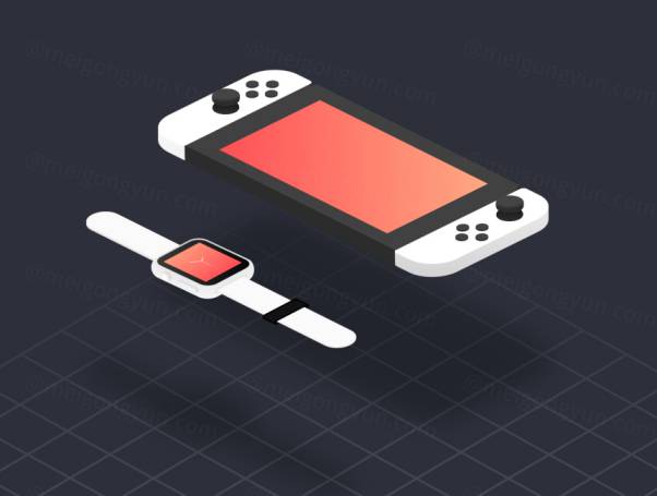 渐变等距电子插图Isometric electronics illus