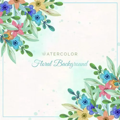 鲜花水彩背景图案 Colorful flowers background in watercolor style
