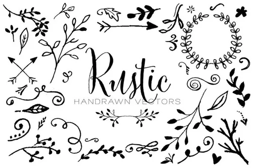 手绘花卉插图素材Rustic Handrawn Vectors